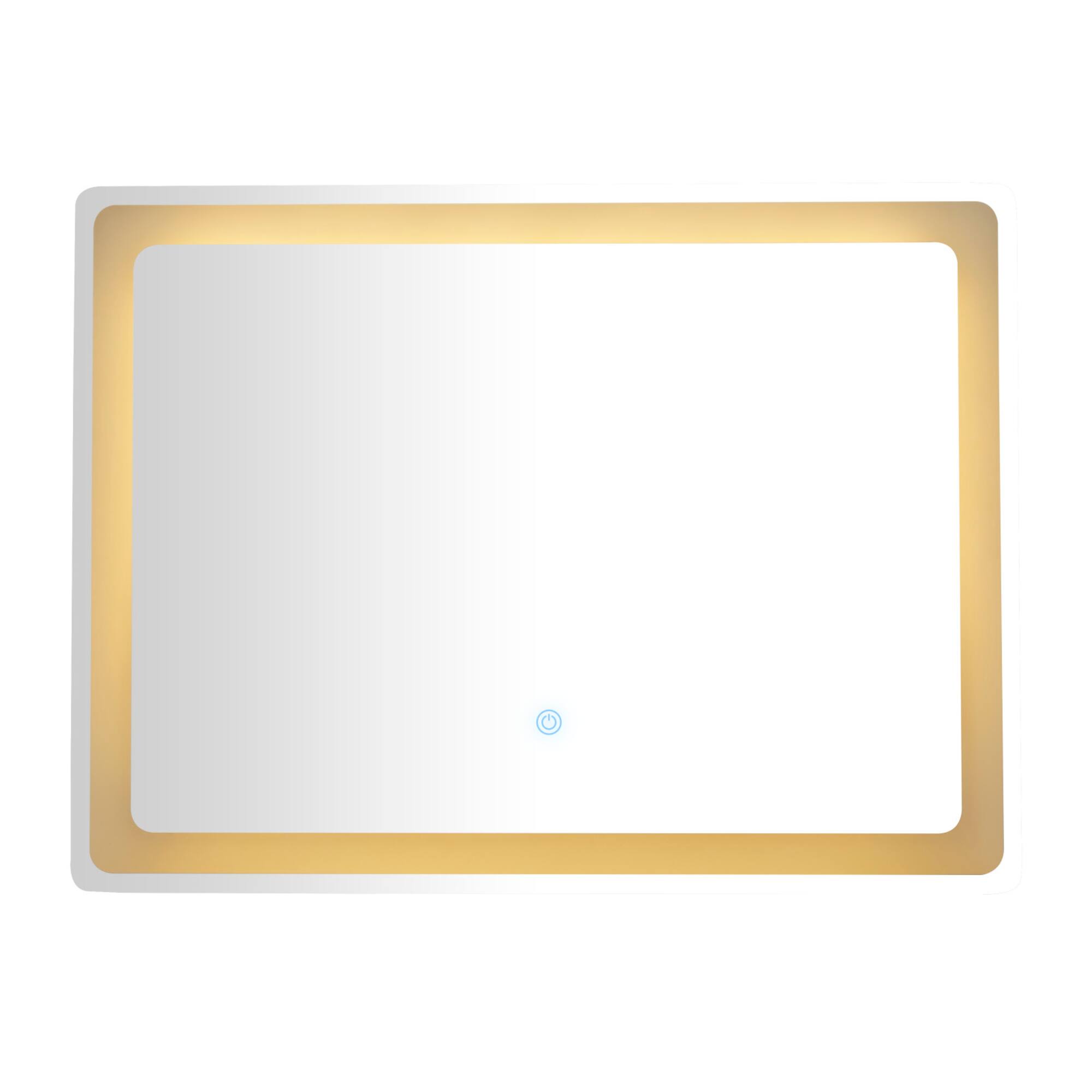 Clear Glass Modern LED Mirror, 32" x 1" x 24"